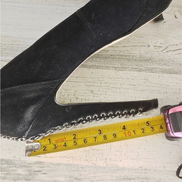 Colin Stuart Black Velvet Chain Heels Platform Size 8.5 - Picture 5 of 6